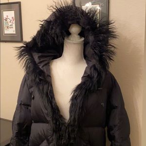 XOXO down jacket with lamb fur trim